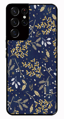 Floral Pattern  Metal Mobile Case for Samsung Galaxy S21 Ultra 5G