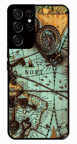 Map Design Metal Mobile Case for Samsung Galaxy S21 Ultra 5G   (Design No -54)