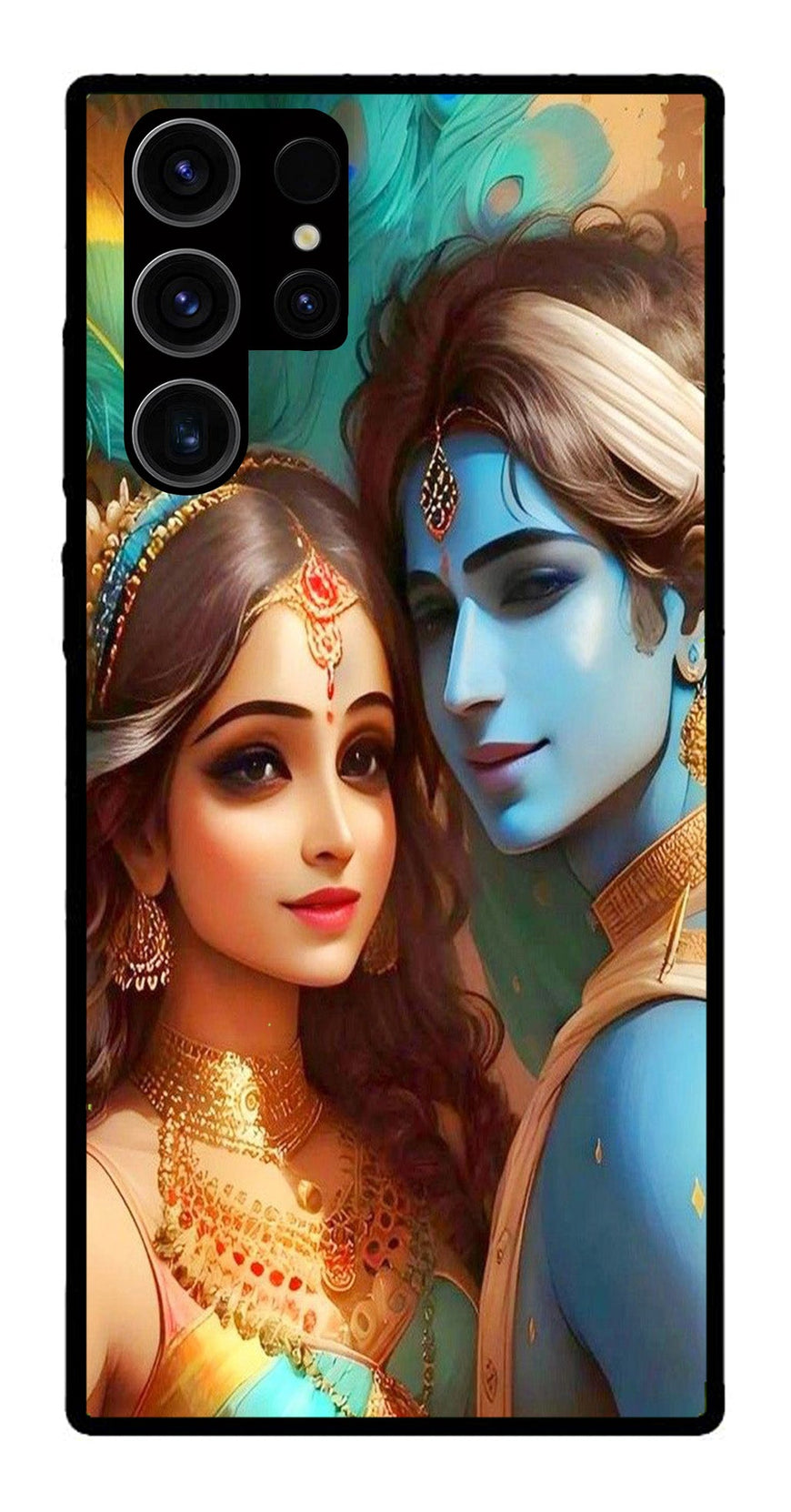 Lord Radha Krishna Metal Mobile Case for Samsung Galaxy S22 Ultra 5G   (Design No -01)