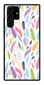 Colorful Feathers Metal Mobile Case for Samsung Galaxy S22 Ultra 5G   (Design No -06)