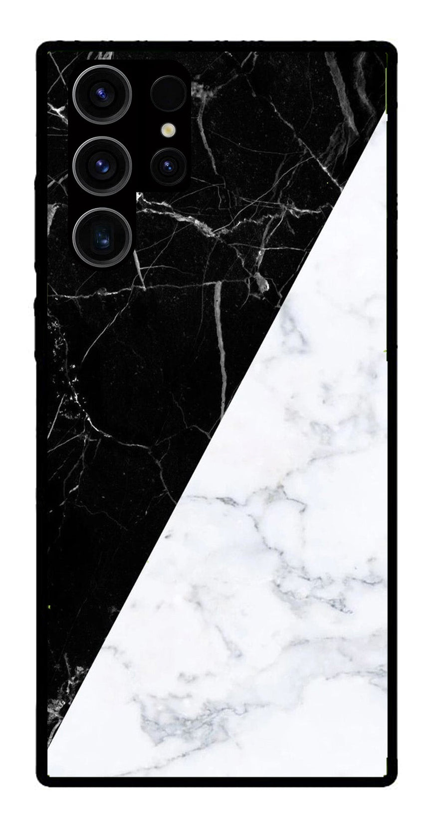 Black White Marble Design Metal Mobile Case for Samsung Galaxy S23 Ultra 5G   (Design No -09)