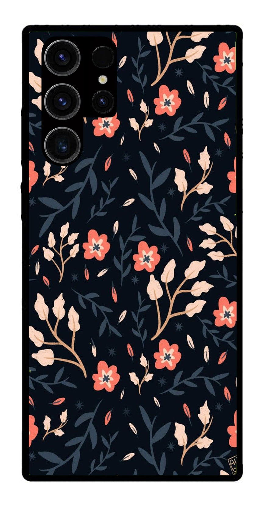 Floral Pattern Metal Mobile Case for Samsung Galaxy S23 Ultra 5G   (Design No -10)