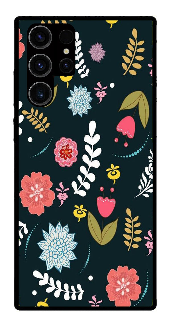 Floral Pattern2 Metal Mobile Case for Samsung Galaxy S22 Ultra 5G   (Design No -12)