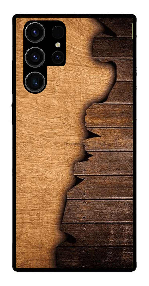 Wooden Design Metal Mobile Case for Samsung Galaxy S22 Ultra 5G   (Design No -13)