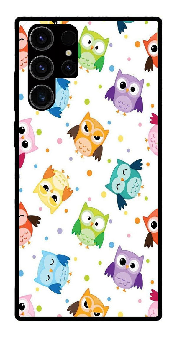 Owls Pattern Metal Mobile Case for Samsung Galaxy S22 Ultra 5G   (Design No -20)