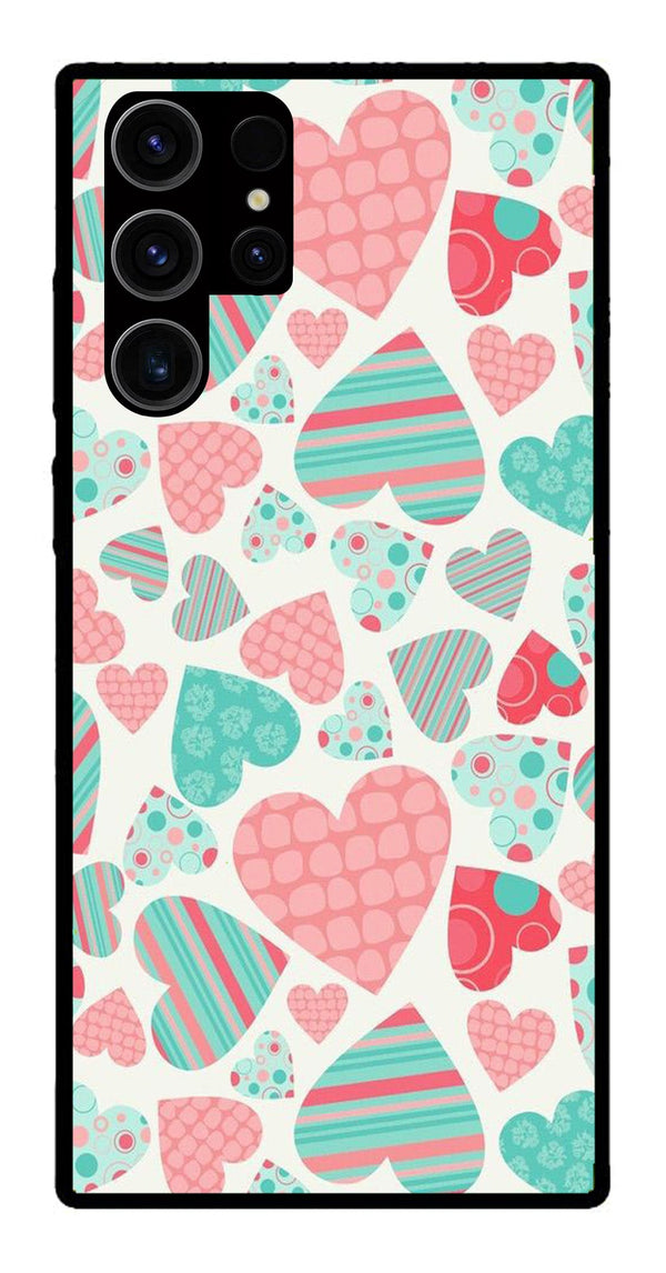 Hearts Pattern Metal Mobile Case for Samsung Galaxy S23 Ultra 5G   (Design No -22)