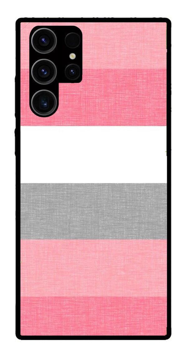 Pink Pattern Metal Mobile Case for Samsung Galaxy S22 Ultra 5G   (Design No -23)