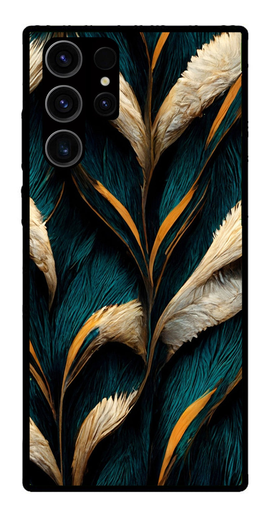 Feathers Metal Mobile Case for Samsung Galaxy S23 Ultra 5G   (Design No -30)