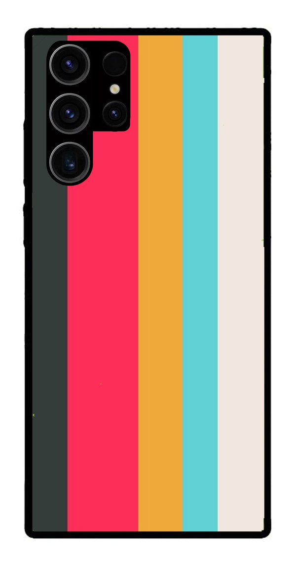 Muted Rainbow Metal Mobile Case for Samsung Galaxy S22 Ultra 5G   (Design No -31)