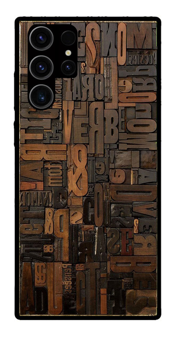 Alphabets Metal Mobile Case for Samsung Galaxy S22 Ultra 5G   (Design No -32)