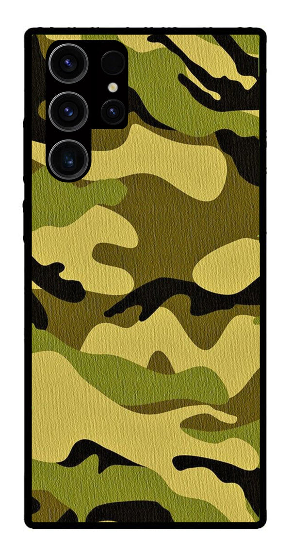 Army Pattern Metal Mobile Case for Samsung Galaxy S23 Ultra 5G   (Design No -35)