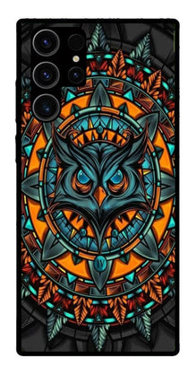 Owl Pattern Metal Mobile Case for Samsung Galaxy S23 Ultra 5G