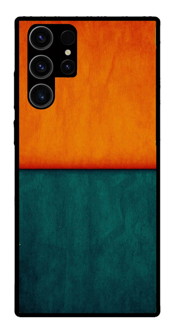 Orange Green Pattern Metal Mobile Case for Samsung Galaxy S23 Ultra 5G   (Design No -45)