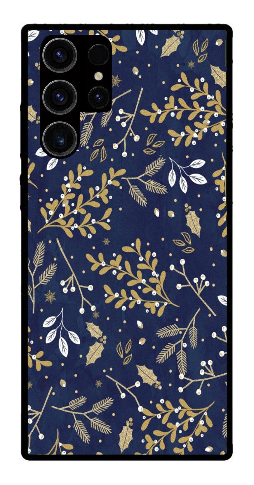 Floral Pattern  Metal Mobile Case for Samsung Galaxy S22 Ultra 5G   (Design No -52)