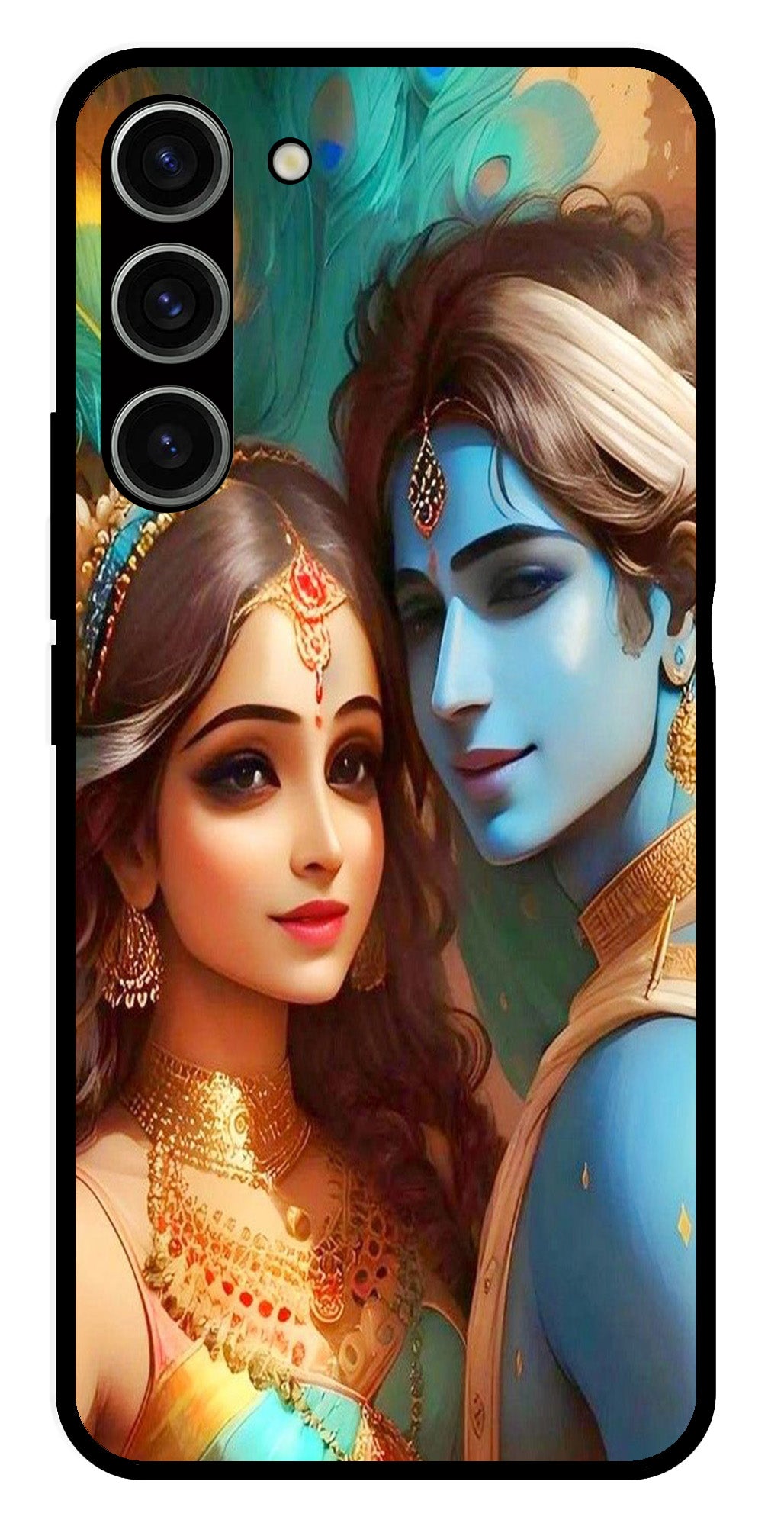Lord Radha Krishna Metal Mobile Case for Samsung Galaxy S23 Plus 5G   (Design No -01)