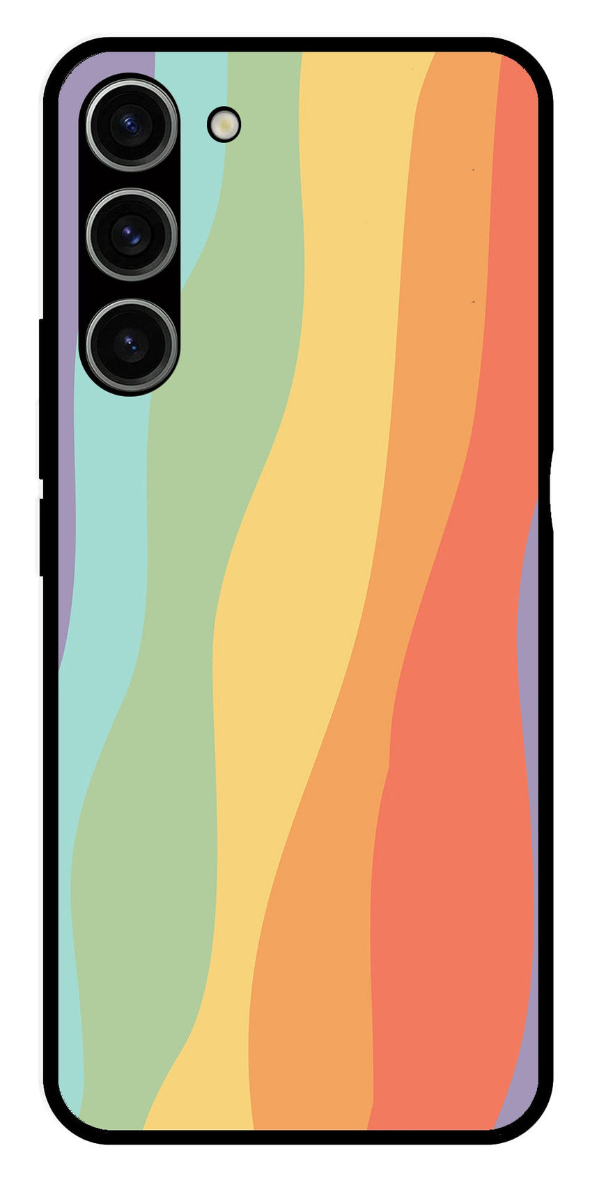 Muted Rainbow Metal Mobile Case for Samsung Galaxy S23 5G   (Design No -02)