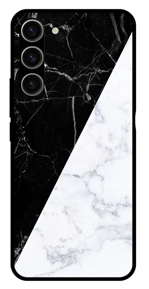 Black White Marble Design Metal Mobile Case for Samsung Galaxy S23 5G   (Design No -09)