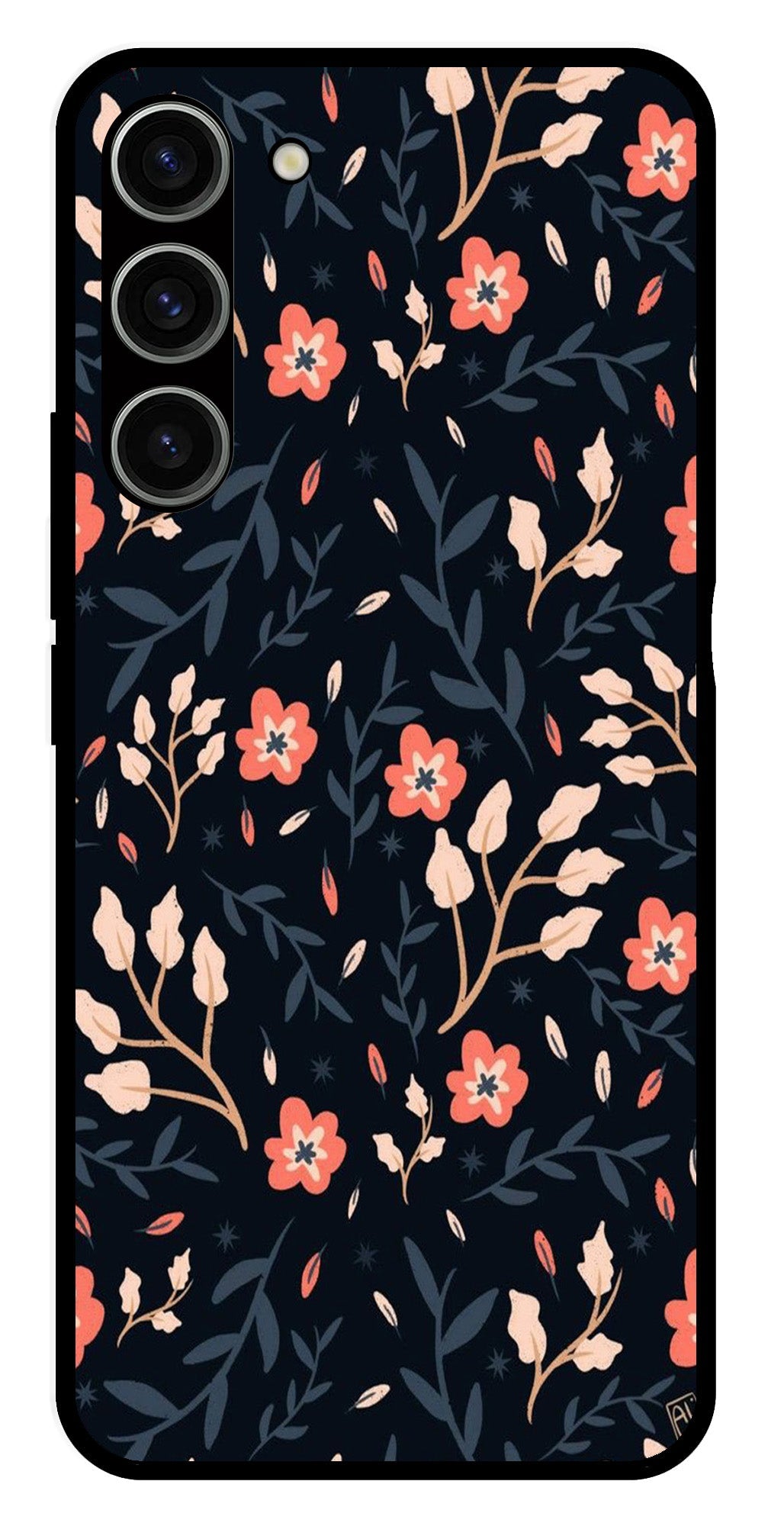Floral Pattern Metal Mobile Case for Samsung Galaxy S23 Plus 5G   (Design No -10)