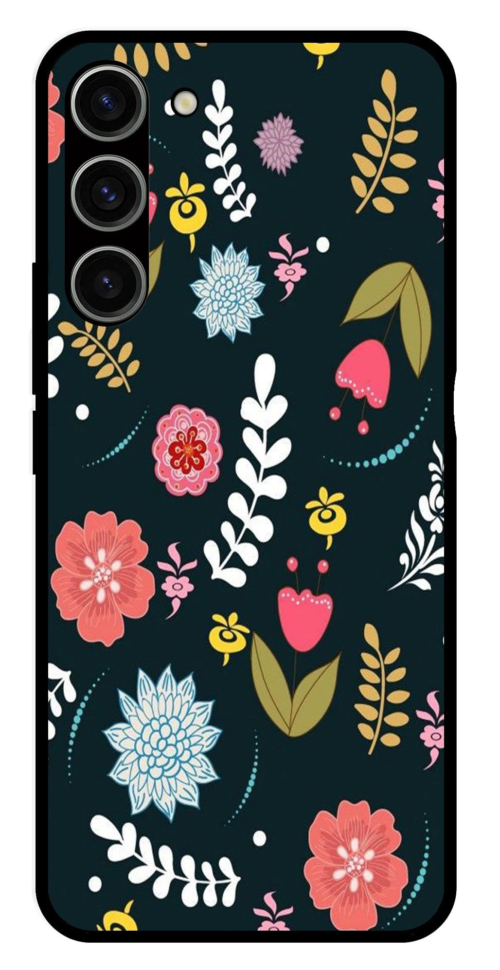 Floral Pattern2 Metal Mobile Case for Samsung Galaxy S23 Plus 5G   (Design No -12)