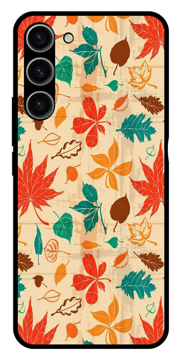 Leafs Design Metal Mobile Case for Samsung Galaxy S23 5G   (Design No -14)