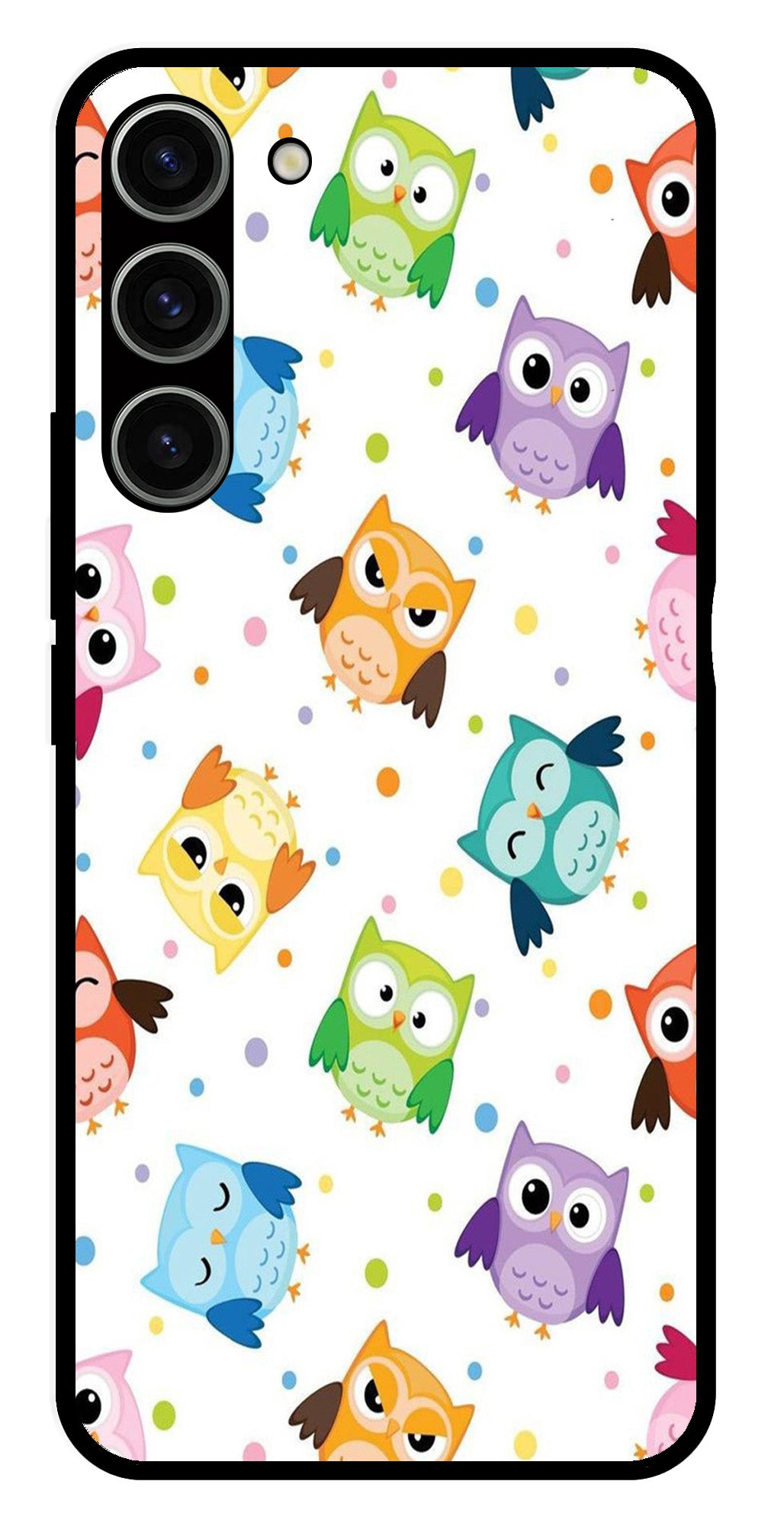 Owls Pattern Metal Mobile Case for Samsung Galaxy S23 Plus 5G   (Design No -20)