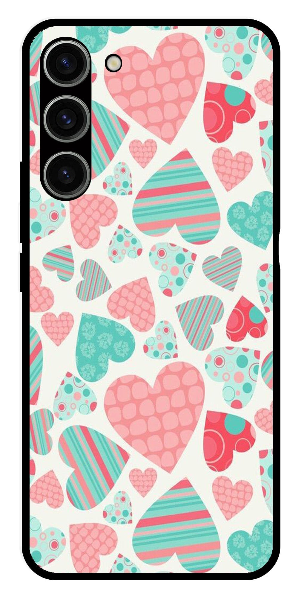 Hearts Pattern Metal Mobile Case for Samsung Galaxy S23 Plus 5G   (Design No -22)