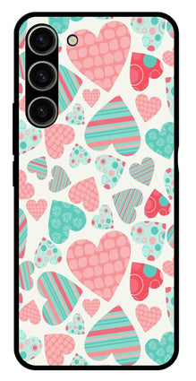 Hearts Pattern Metal Mobile Case for Samsung Galaxy S23 5G