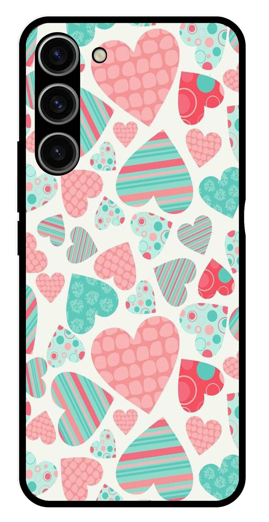 Hearts Pattern Metal Mobile Case for Samsung Galaxy S23 5G   (Design No -22)