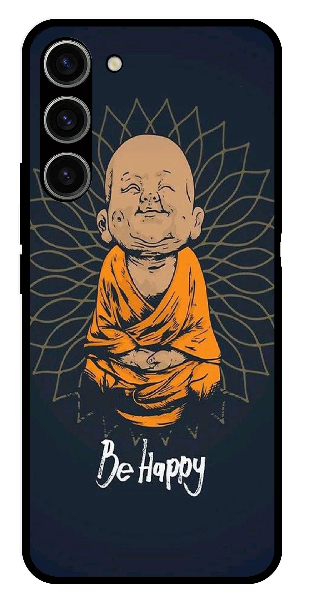 Be Happy Metal Mobile Case for Samsung Galaxy S23 Plus 5G   (Design No -27)