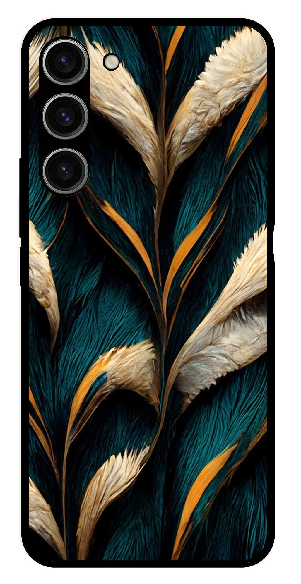 Feathers Metal Mobile Case for Samsung Galaxy S23 Plus 5G   (Design No -30)