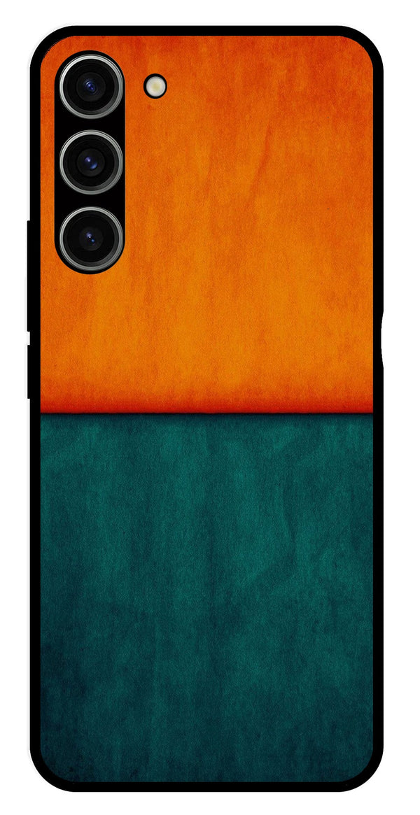 Orange Green Pattern Metal Mobile Case for Samsung Galaxy S23 5G   (Design No -45)