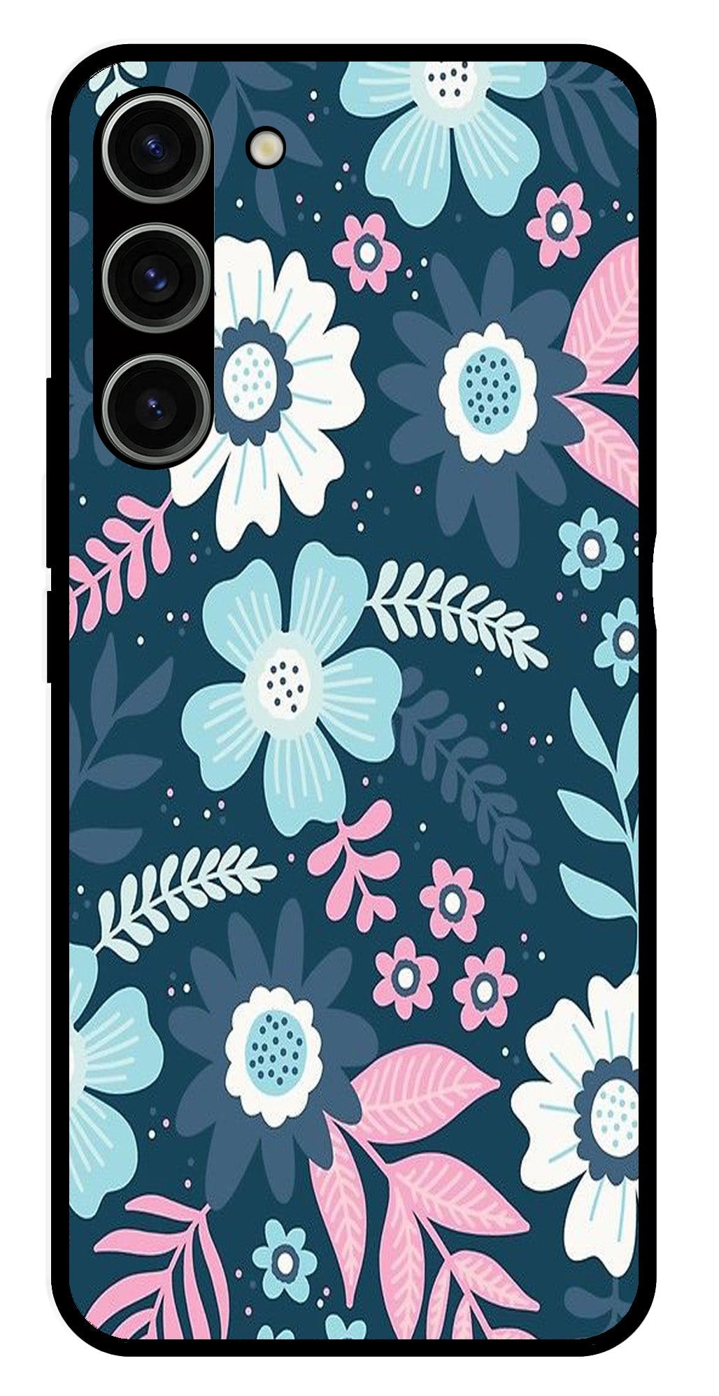 Flower Leaves Design Metal Mobile Case for Samsung Galaxy S23 Plus 5G   (Design No -50)
