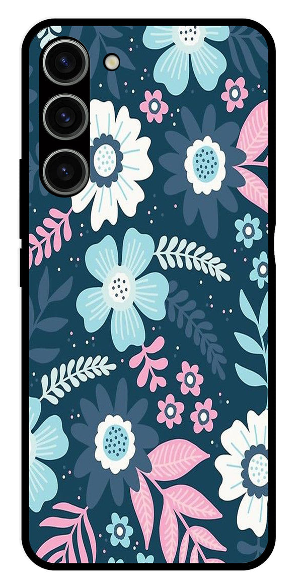 Flower Leaves Design Metal Mobile Case for Samsung Galaxy S23 5G   (Design No -50)