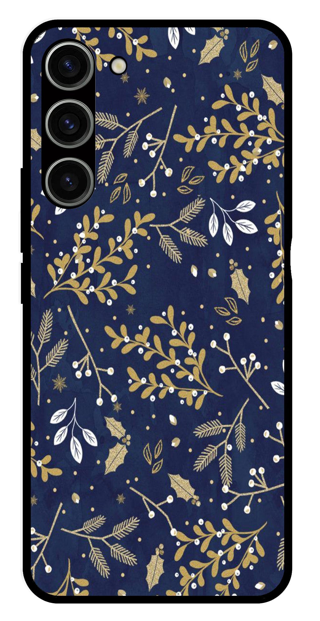 Floral Pattern  Metal Mobile Case for Samsung Galaxy S23 Plus 5G   (Design No -52)