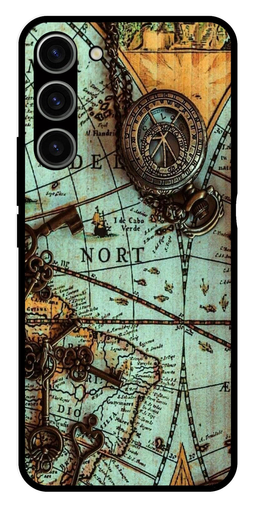 Map Design Metal Mobile Case for Samsung Galaxy S23 Plus 5G   (Design No -54)