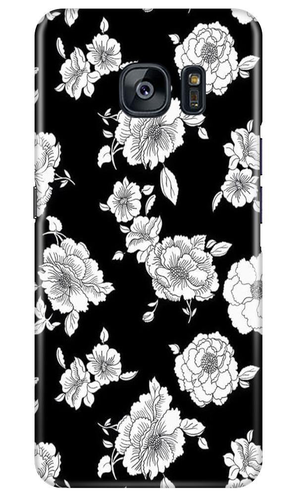 White flowers Black Background Case for Samsung Galaxy S7 Edge