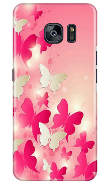White Pick Butterflies Mobile Back Case for Samsung Galaxy S7 Edge (Design - 28)