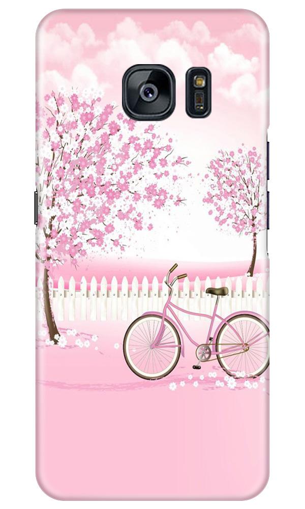 Pink Flowers Cycle Case for Samsung Galaxy S7 Edge(Design - 102)