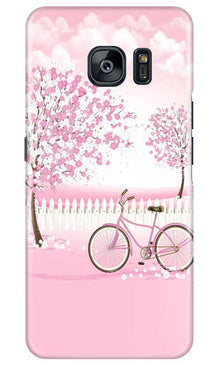 Pink Flowers Cycle Mobile Back Case for Samsung Galaxy S7 Edge  (Design - 102)