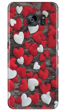 Red White Hearts Mobile Back Case for Samsung Galaxy S7 Edge  (Design - 105)