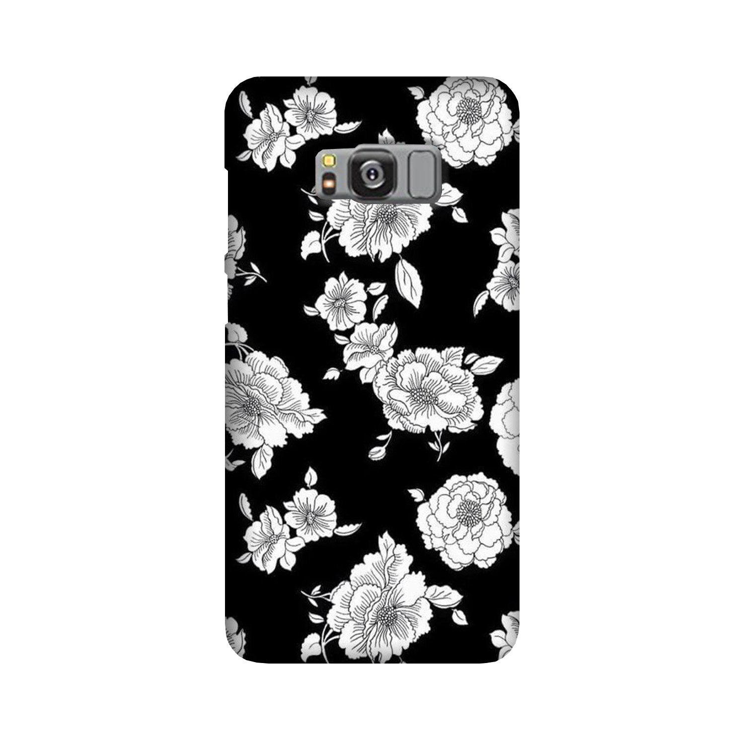 White flowers Black Background Case for Galaxy S8