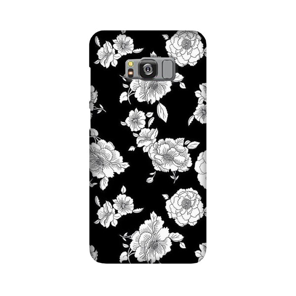 White flowers Black Background Case for Galaxy S8 Plus