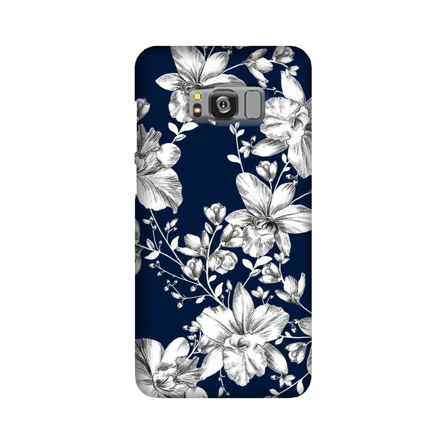 White flowers Blue Background Case for Galaxy S8