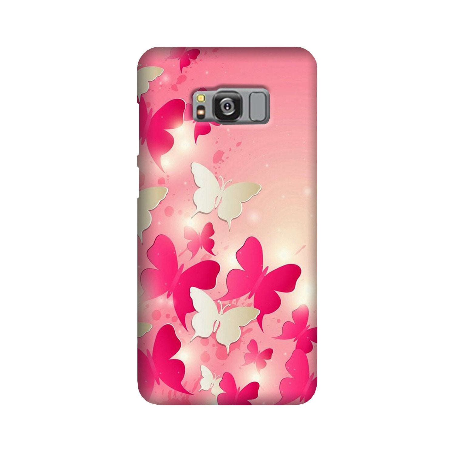 White Pick Butterflies Case for Galaxy S8