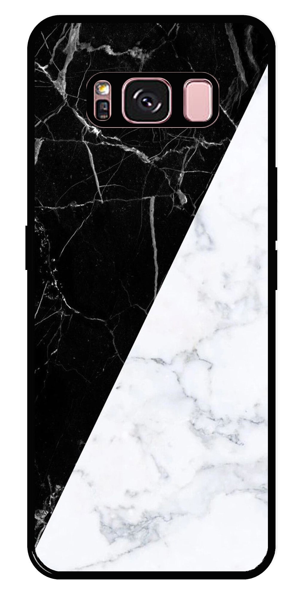 Black White Marble Design Metal Mobile Case for Samsung Galaxy S8 Plus   (Design No -09)