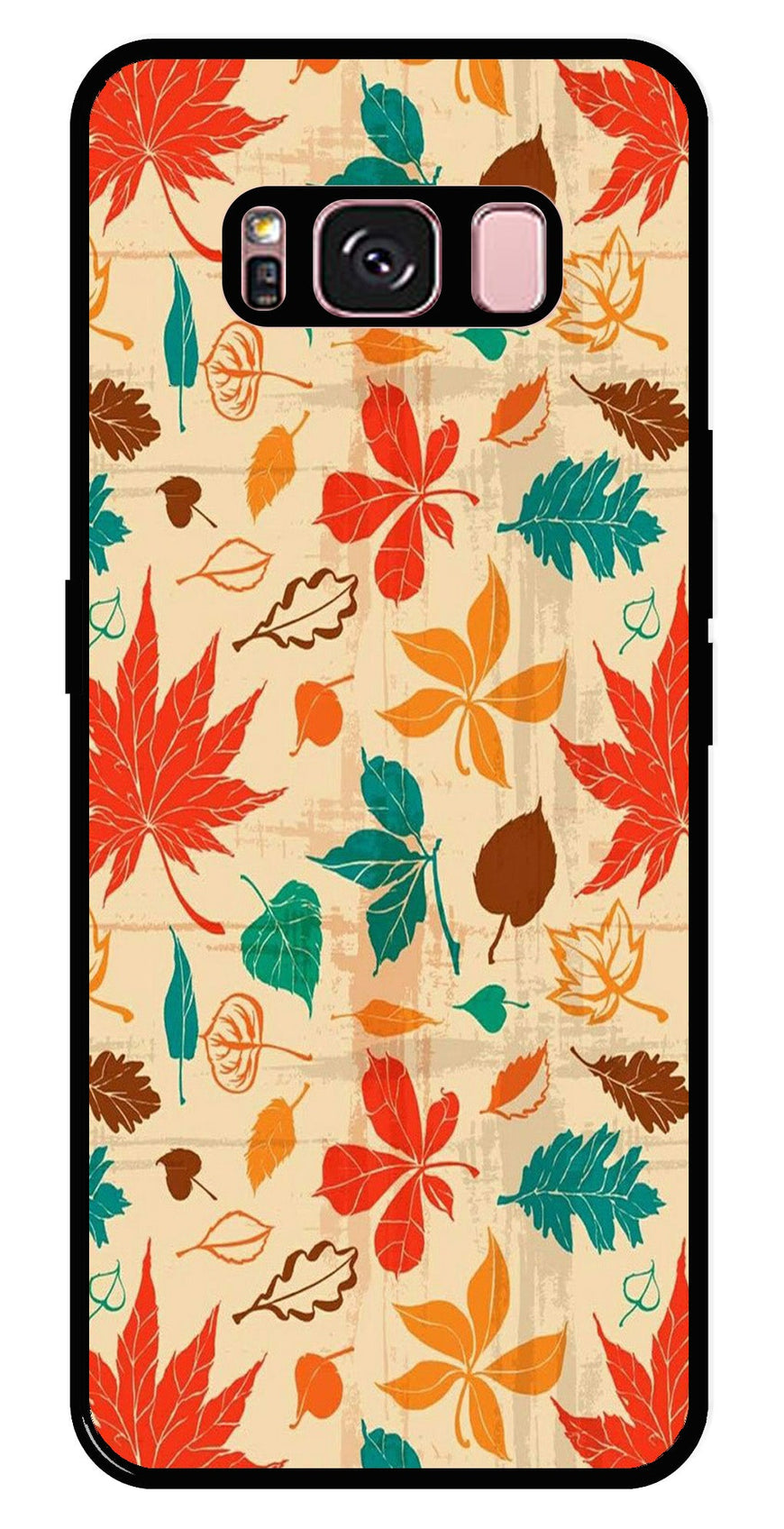 Leafs Design Metal Mobile Case for Samsung Galaxy S8 Plus   (Design No -14)