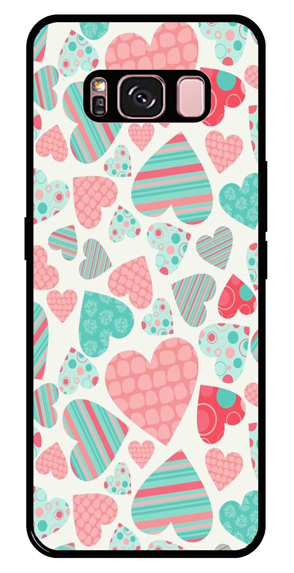 Hearts Pattern Metal Mobile Case for Samsung Galaxy S8 Plus   (Design No -22)