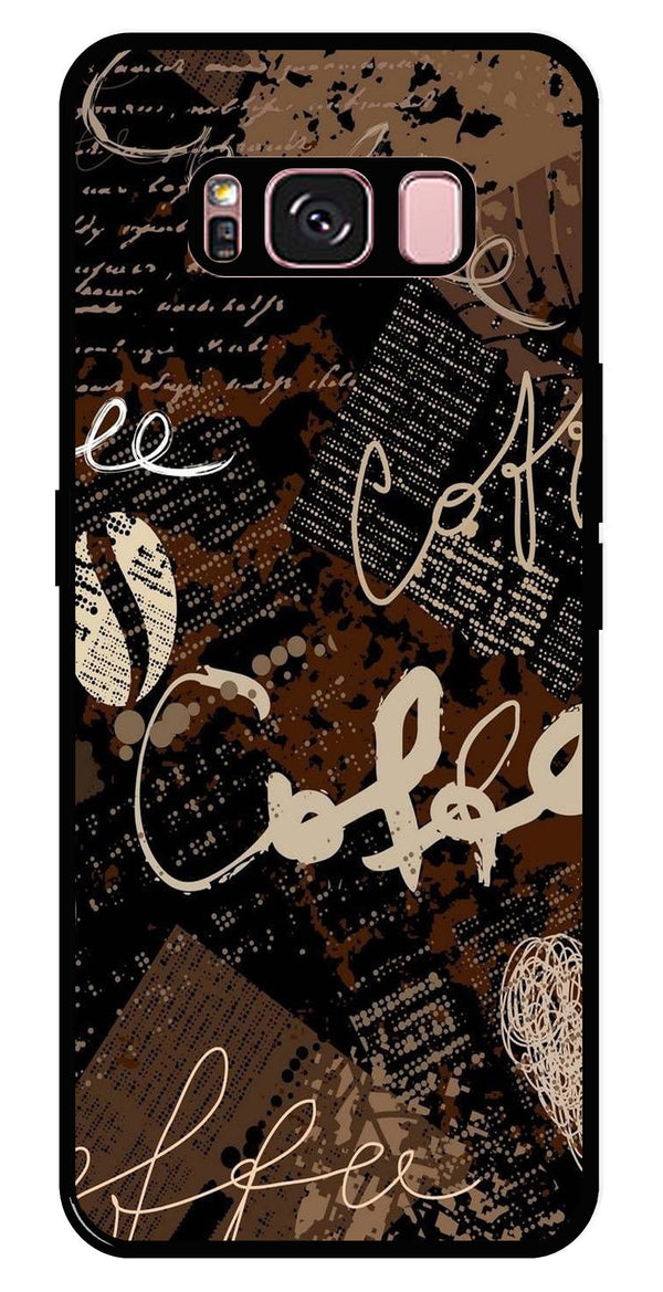 Coffee Pattern Metal Mobile Case for Samsung Galaxy S8 Plus   (Design No -37)