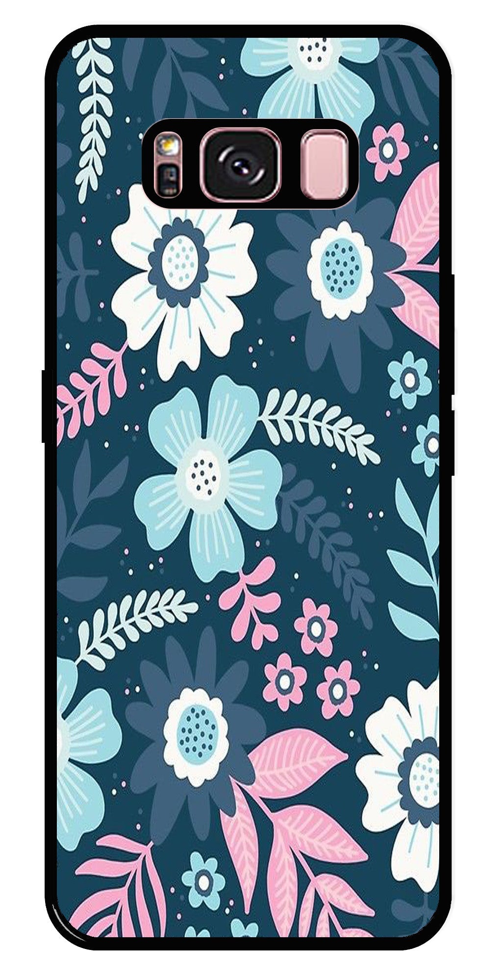 Flower Leaves Design Metal Mobile Case for Samsung Galaxy S8 Plus   (Design No -50)