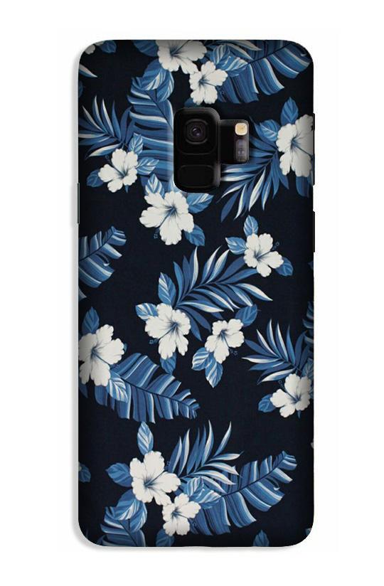 White flowers Blue Background2 Case for Galaxy S9